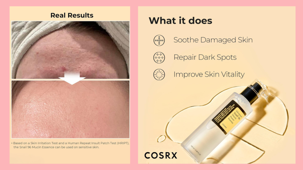 Show skin results ofCOSRX Snail Mucin 96% Power Repairing Essence