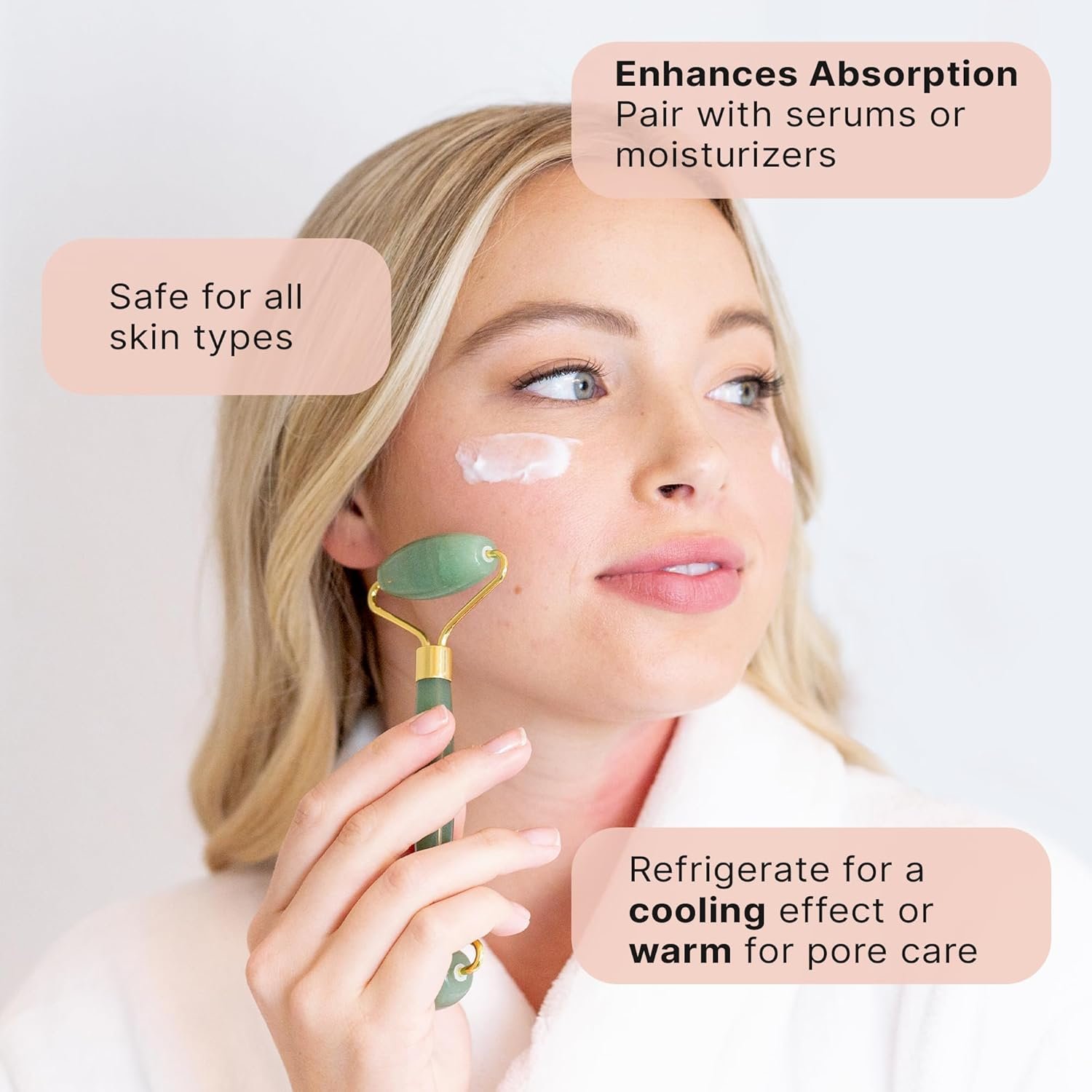 Jade Roller for Face - Smoothes Fine Lines & Wrinkles - Image 3