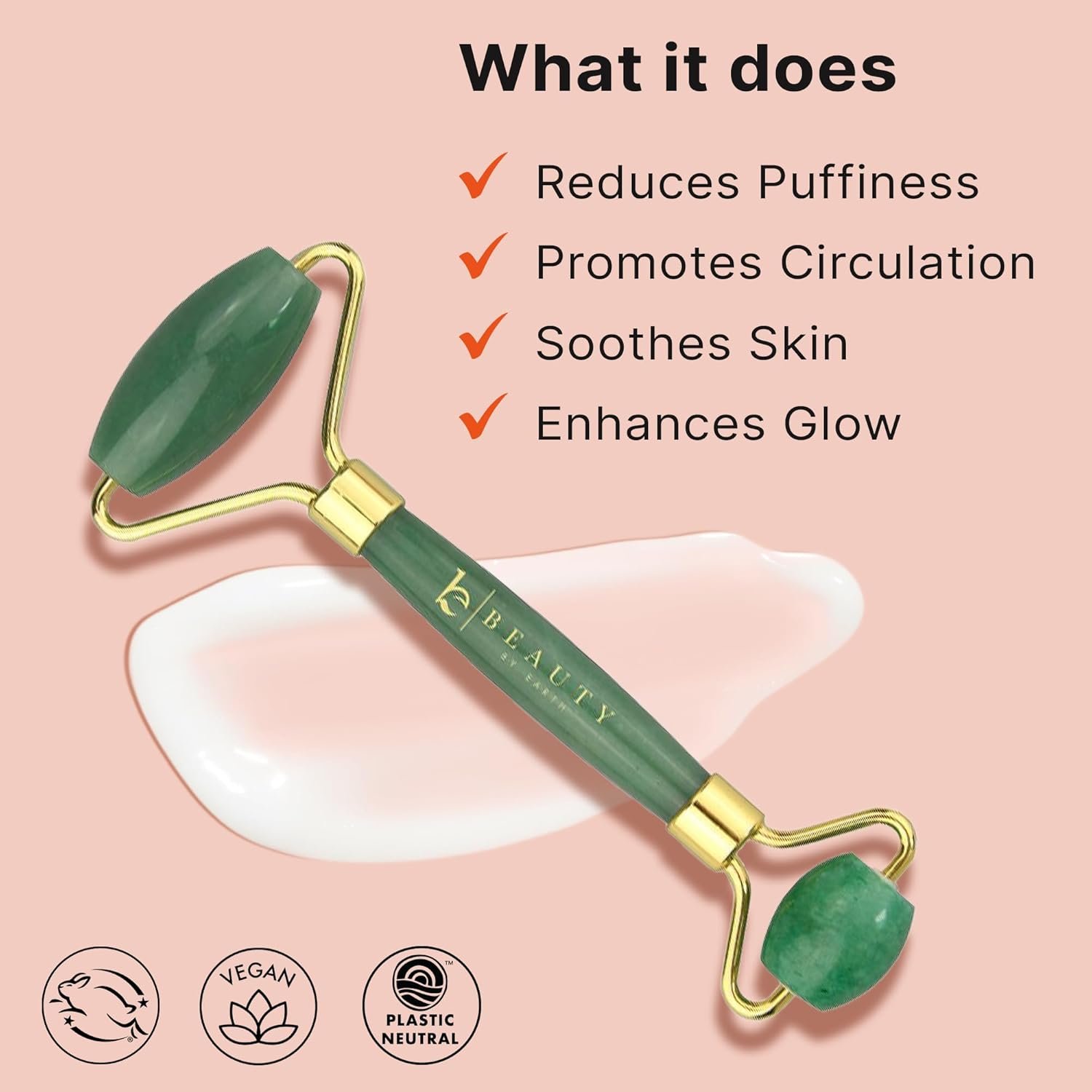 Jade Roller for Face - Smoothes Fine Lines & Wrinkles - Image 2