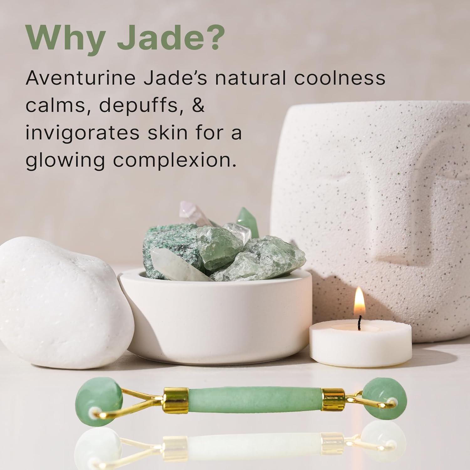 Jade Roller for Face - Smoothes Fine Lines & Wrinkles - Image 5