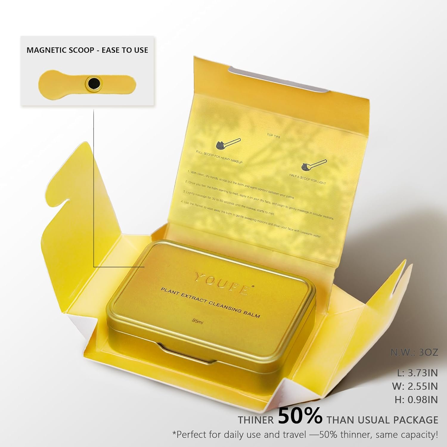 Vitamin E Cleansing Balm – Korean Oil-Based Makeup Remover, Hydrating, Vegan, Clean Beauty, Slim Metal Tin with Magnetic Spatula, Suitable for All - Image 2