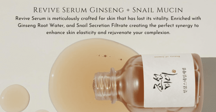 Beauty of Joseon Revive Snail Mucin Ginseng Serum Hydrating Peptide Facial Moisturizer Dark Spot Acne Scar Remover for Sensitive Face.