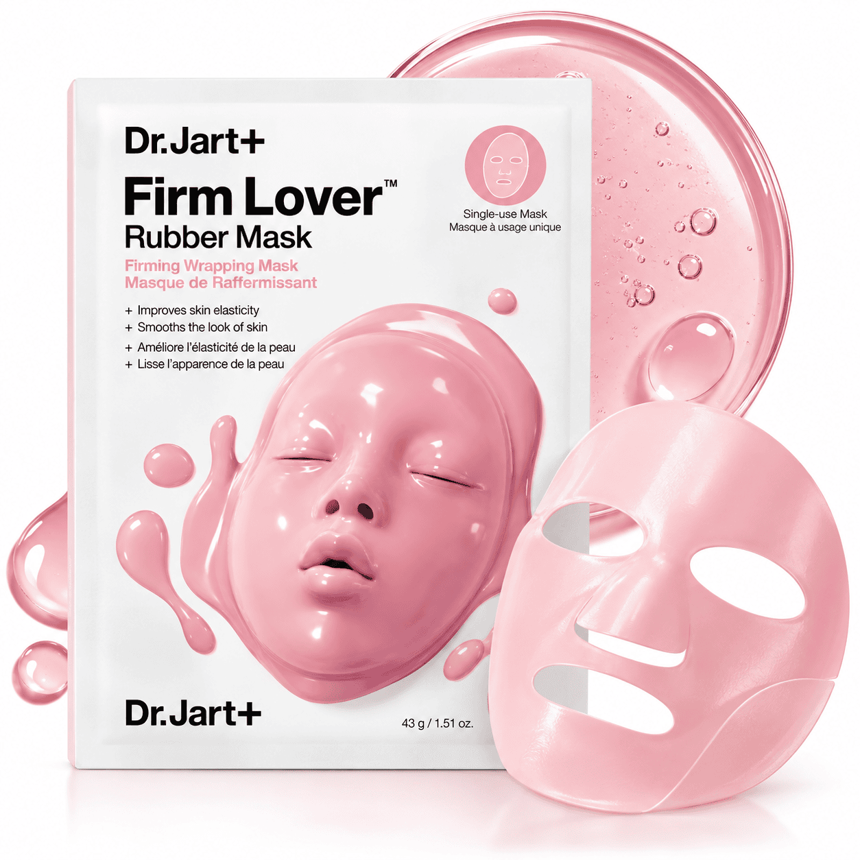 Dr. Jart+ Cryo Rubber Firming Mask with pink rubber face mask and skincare treatment, Korean cooling facial mask set.